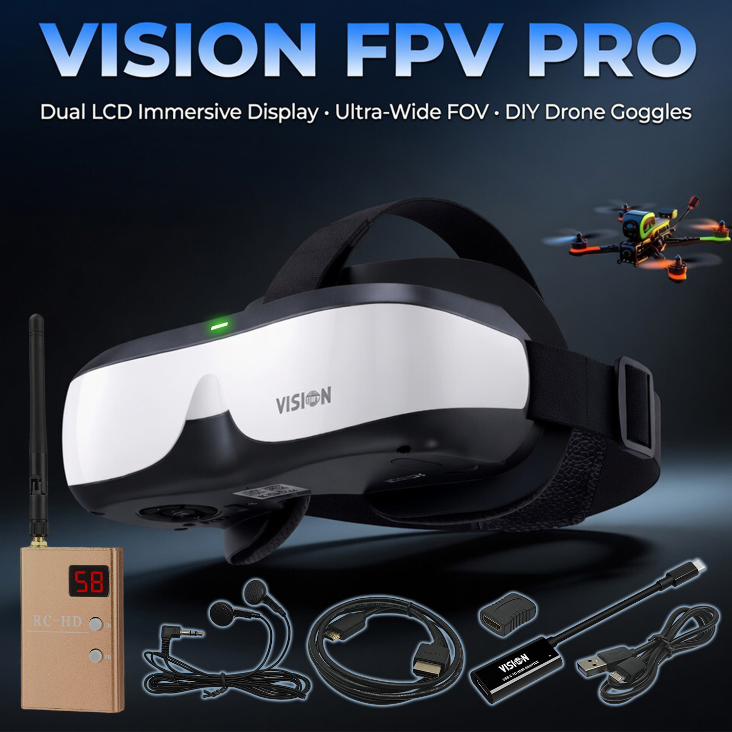 Okulary FPV, Wyświetlacz monto – Fpv Drone Goggles recenzja i cena